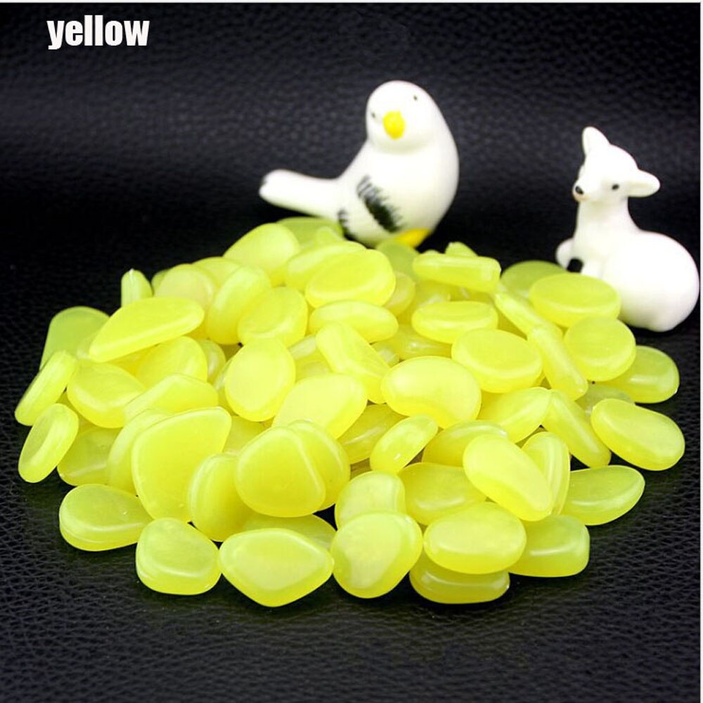 50Pcs Garden Pebbles Glow Stones Rocks for Walkways Garden Path Patio Lawn Garden Yard Decor Luminous Stones: YELLOW