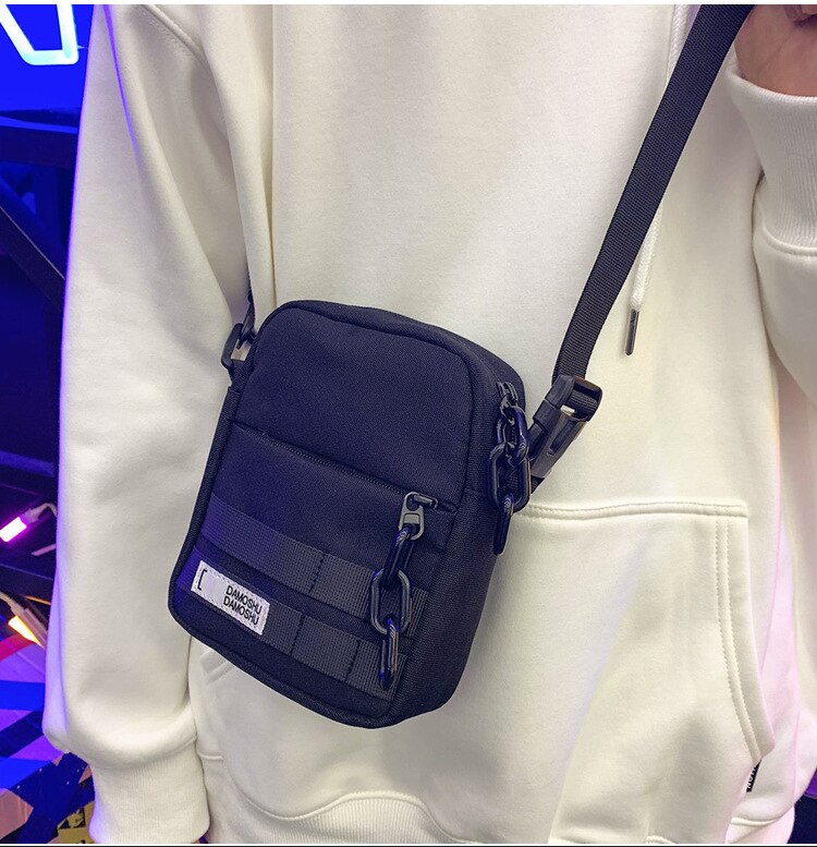 Moda męska wielofunkcyjna mini jedna torba na ramię crossbody kobiety koreańnarty styl etui na telefon typu temblak torba darmowa wysyłka: czarny