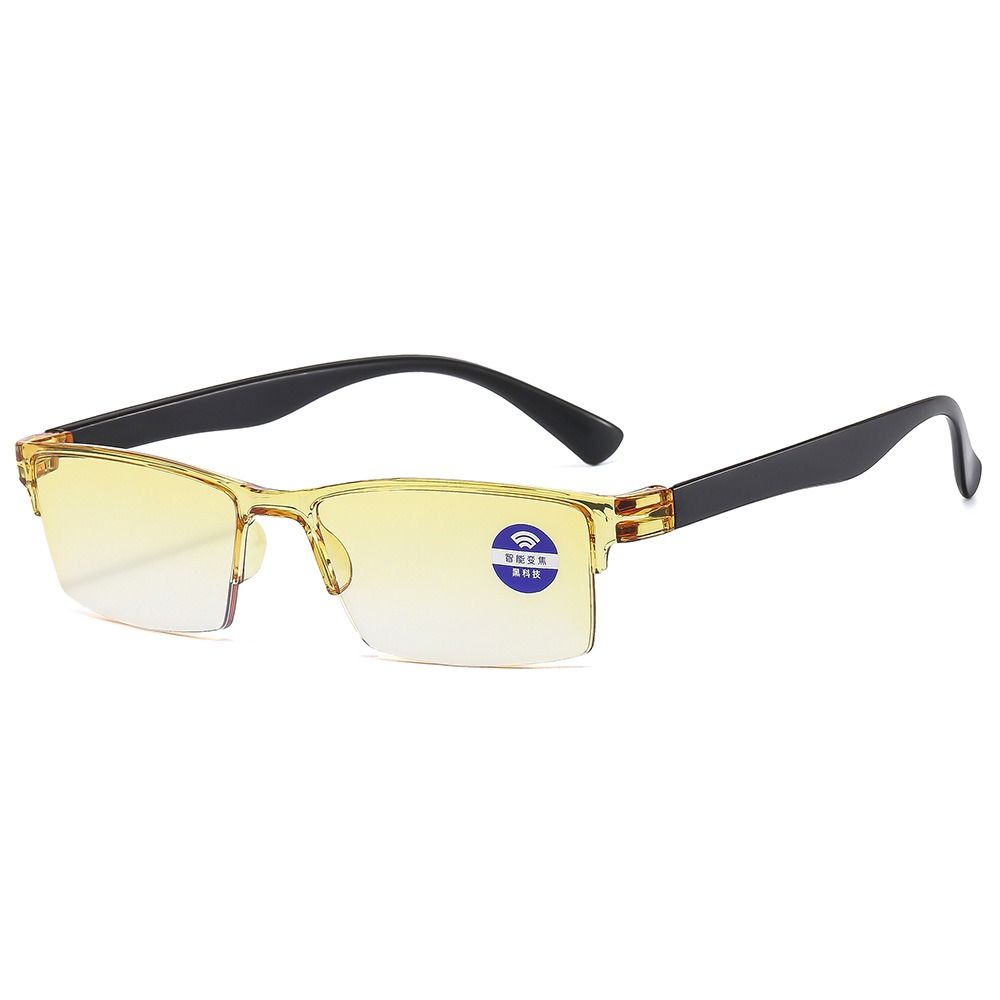 Gafas de lectura con Zoom automático para hombre y mujer, lentes de lectura inteligentes con Anti rayos azules, autoenfoque, potencia, Media llanta, para ordenador: Caqui