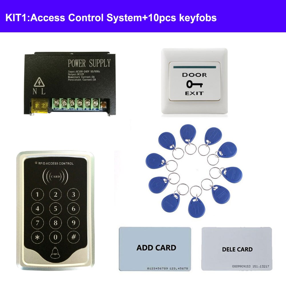 Access Control System DIY Kit + RFID ID keypad standalone controller + Power Supply +exit button + lock for various doors: KIT1