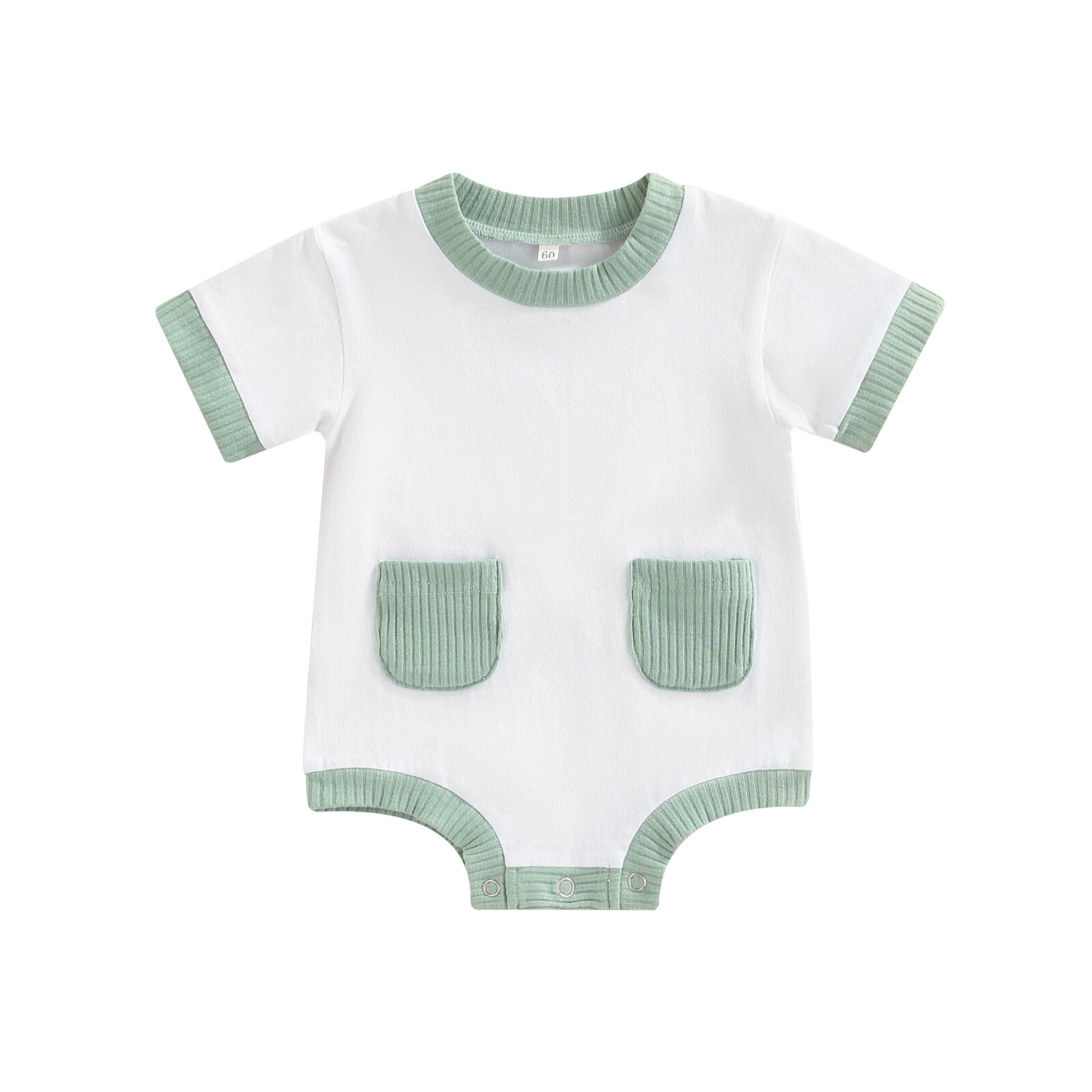 Mono de manga corta con cuello redondo y bolsillos de punto para bebé, pelele informal de 0 a 12 meses, 2022: B / 6 meses