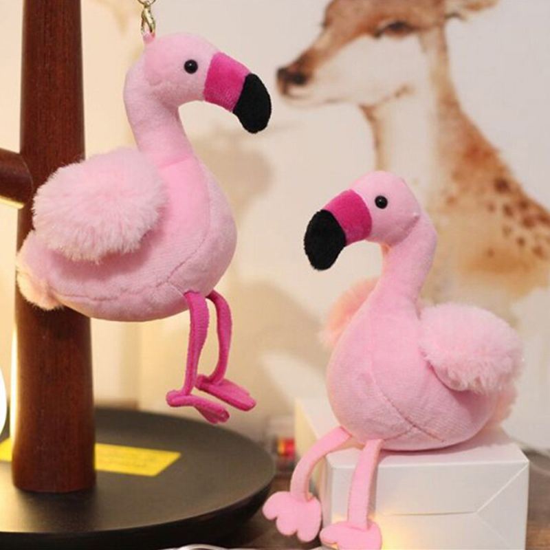 Precioso flamenco de peluche de juguete llavero anillo colgante juguete suave llavero mochila Decoración