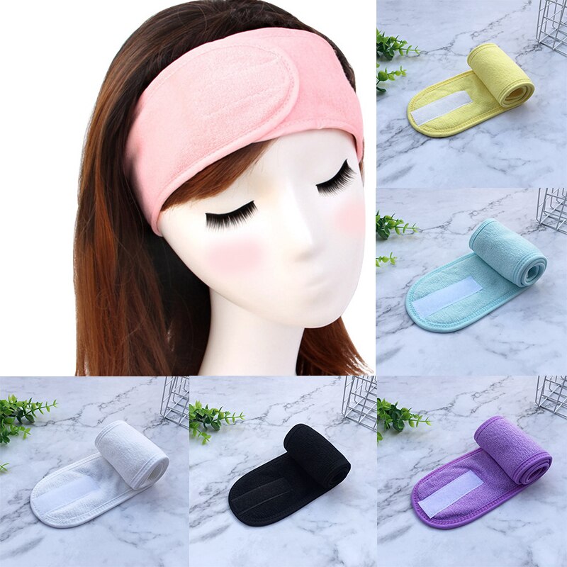 Adjustable Facial Hairband Makeup Head Band Toweling Hair Wrap Shower Cap Stretch SPA Facial Velcro Headband DIY Hair Acessories