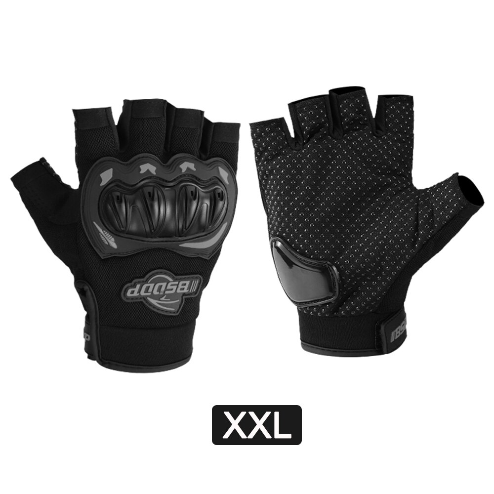 Motorcycle Half Finger Glove Motorbike Motocross Moto Hard Knuckle Fingerless Riding Biker Protective Gear gloves: B-XXL