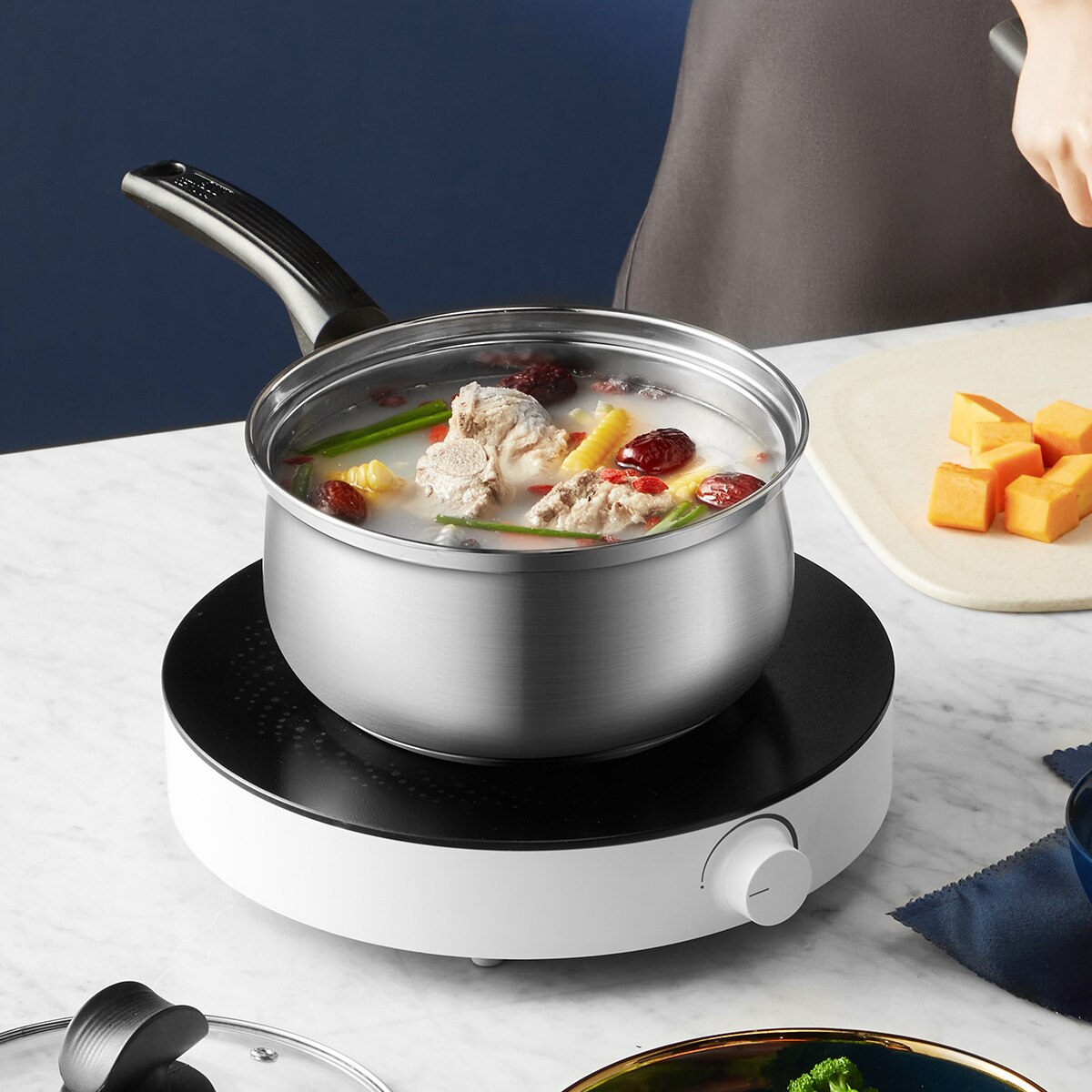 Fornuis Koning Rvs Saus Pan Melk Pot Soep Pan Met Deksel Warmte-Proof Handgrepen Kookgerei Pak Voor Alle kachel Inductie 16Cm