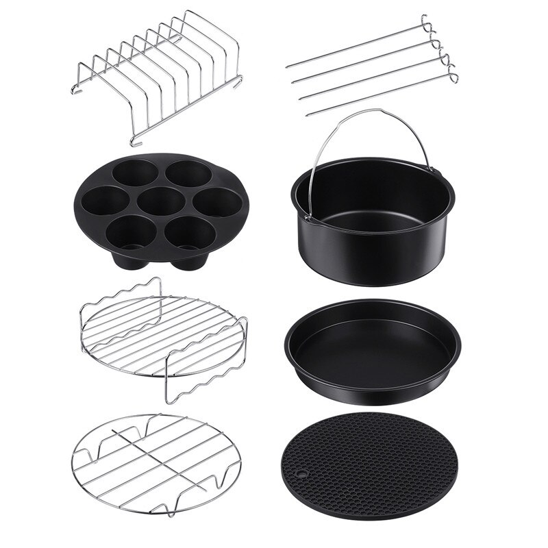 11 st airfryer tillbehör 8 tum för gowise phillips cozyna och secura set  of 11 passar alla airfryer 3.5-6.8l