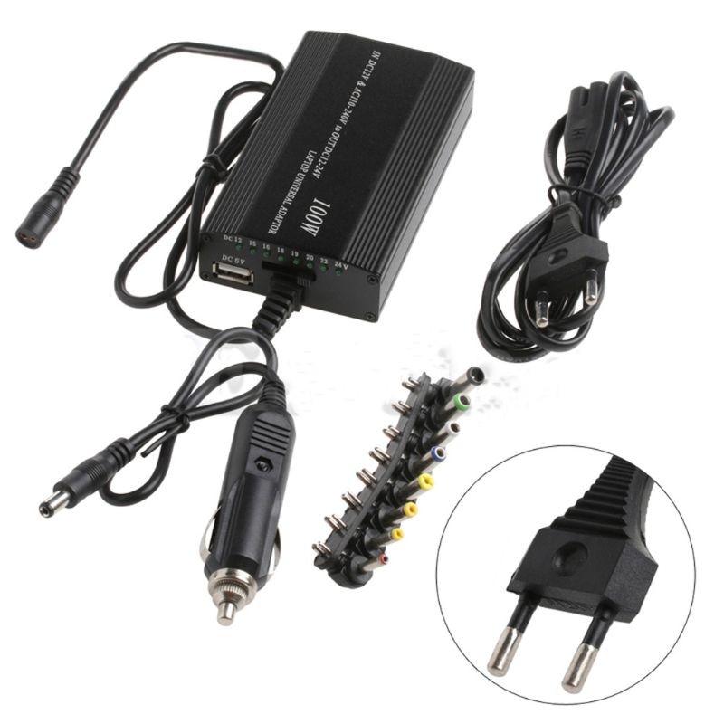 Universele 8Xtip Connectors Ac/Dc Naar Dc Inverter Car Charger Voeding Adpter Met Auto Charger Adapter Cord voor Laptop Eu Plug