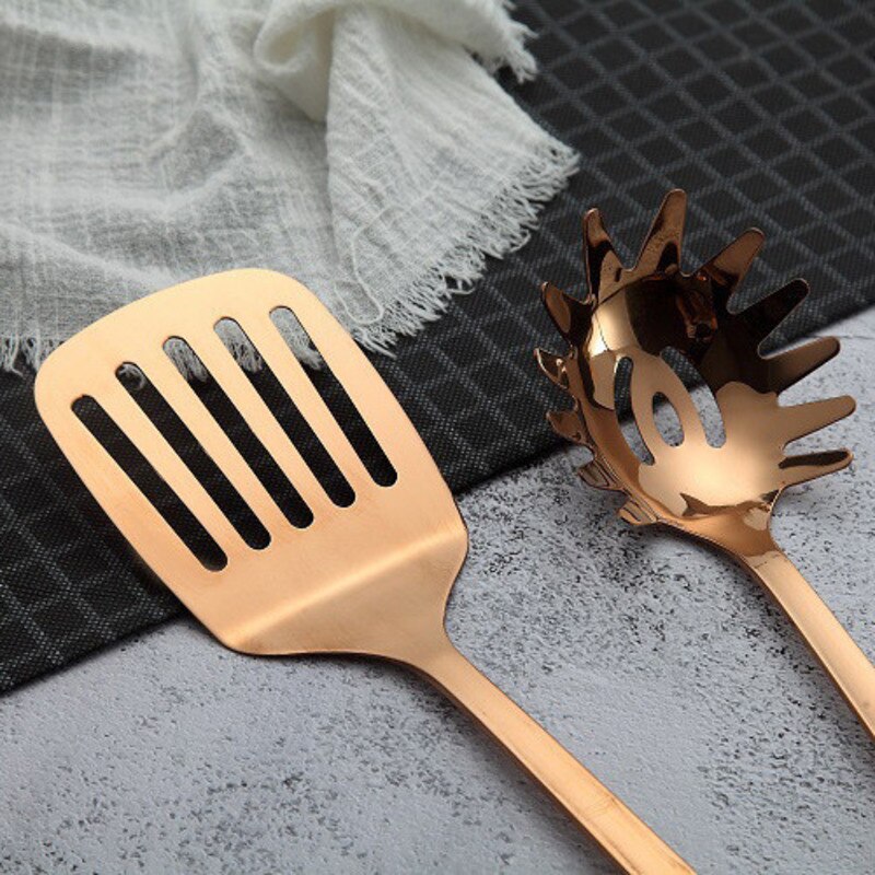 1pc titanpläterade rostfritt stål matlagningssked spade kökssats hem kök kök matlagning verktygssats cocina utensilios