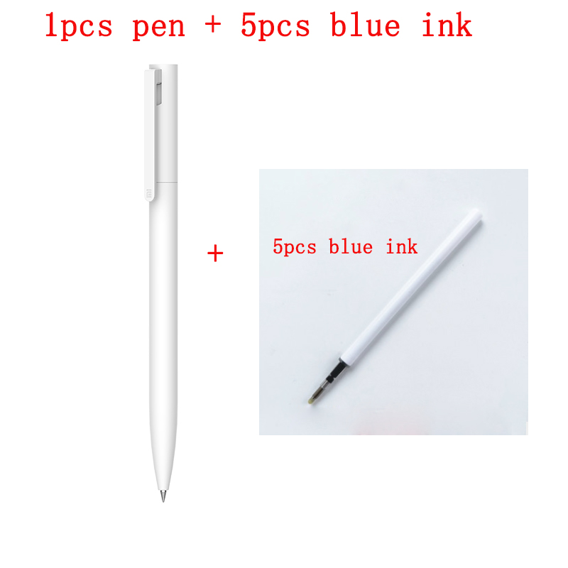 Original xiaomi mijia gel penna mi pen 0.5mm signeringspenna premec smooth switzerland refill mikuni japan bläck (svart/blått) bästa: 1 penna  a 5 blått bläck