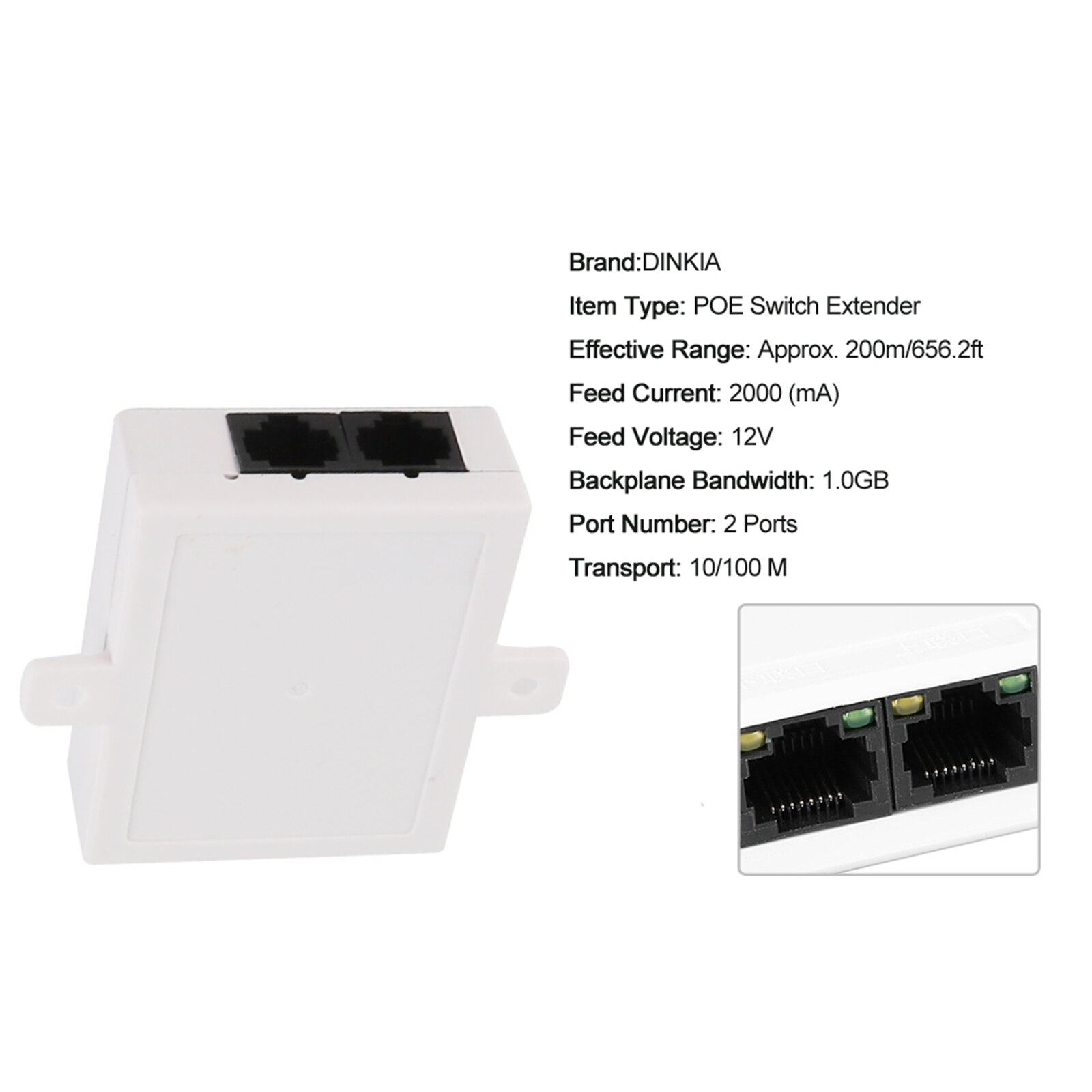 2 Ports POE Switch Extender Power Extension Distance 656.2ft POE Switch Extender For IP Camera POE Switch Extenders