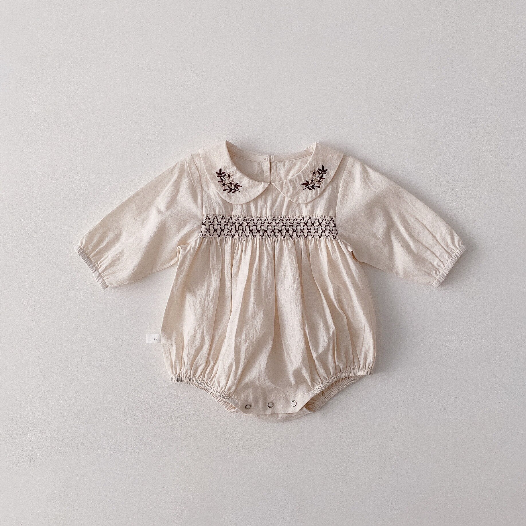 Spring And Summer Style Infant Newborn Baby Loose Vanilla Print Bodysuit Toddler Boy Girl Long Sleeve Bodysuits: Off-white / 12M