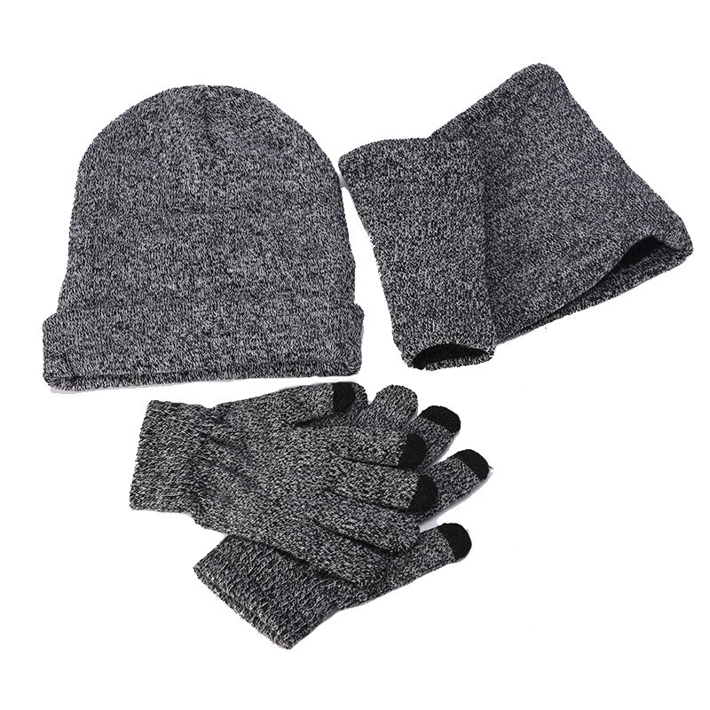 de punto para hombres gorro para exteriores más terciopelo mujeres sombrero bufanda guantes conjuntos Otoño Invierno hombres gorro bufanda guante mujeres sombreros gorras