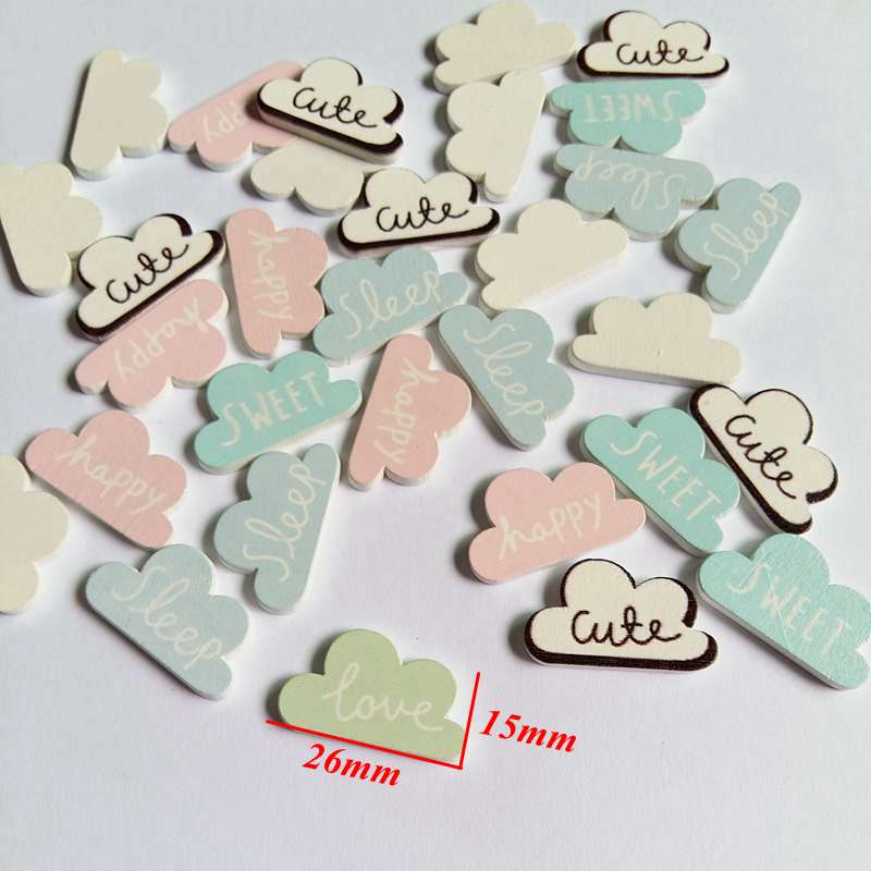 50 Stks/pak Geen Gaten Cloud Patroon Houten Knop Decoratieve Houten Knoppen Voor Diy Naaien Handgemaakte Scrapbooking Craft