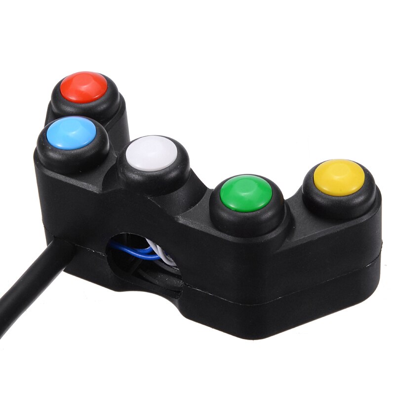 Motorcycle On-Off Switch Push Button 7/8in/22mm Motorbike Handlebar 5 Button Switches Connector Mount Accessories