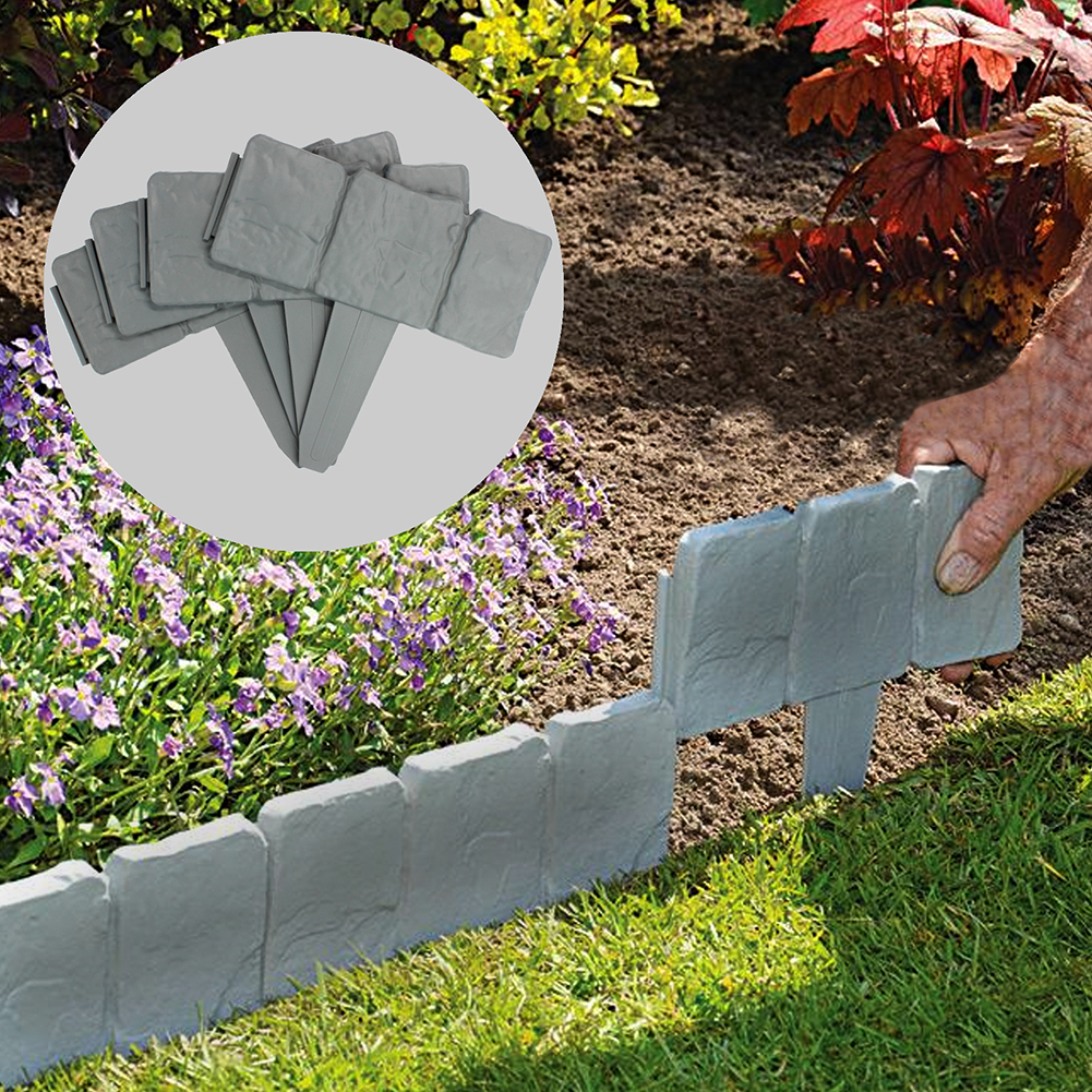 26cm x 23cm 6Pcs Fence Garden Plastic Lawn Grass Edging Garden Fencing Plants Flowers Bed Border Fence Gates Garden Decoration