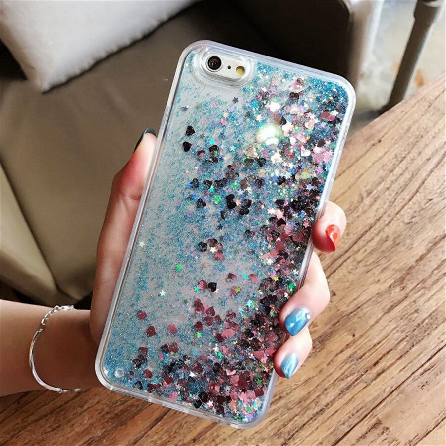 Loves heart glitter stars dynamic liquid drijfzand zachte tpu telefoonhoesje voor iphone 6 6s 6 plus 7 7 plus 5 5s 5se