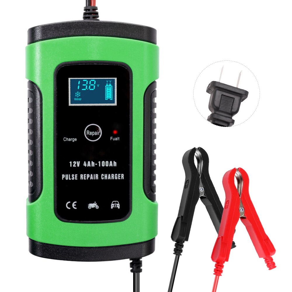 12 V 6A Car Intelligent Pulse Full Automatic Maintainer Wet Dry Leads Acid Car Jump Starter Emergency Starting Powers: US Plug