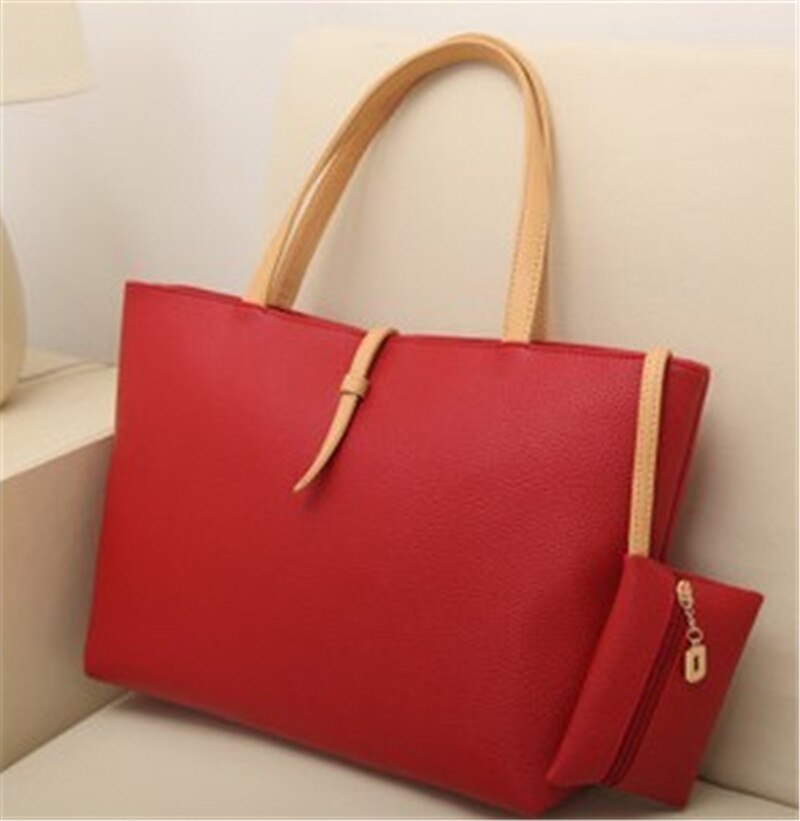 Solid Mother-In-Law Bags For Women Two-Piece Shoulder Bags Set Ladies Simple Messenger Bags Female Handbags Set