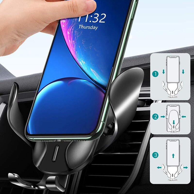 15W Car Wireless Charger Phone Holder Air Vent Gravity Stand Holder for iPhone Samsung Stand QI Fast Wireless Charging
