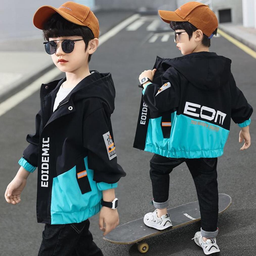 Hoodend Boys Coat Spring Autumn Children Outwear Tops Teenagers Clothes Matching Jackets Boy Kids 3-12Years Old