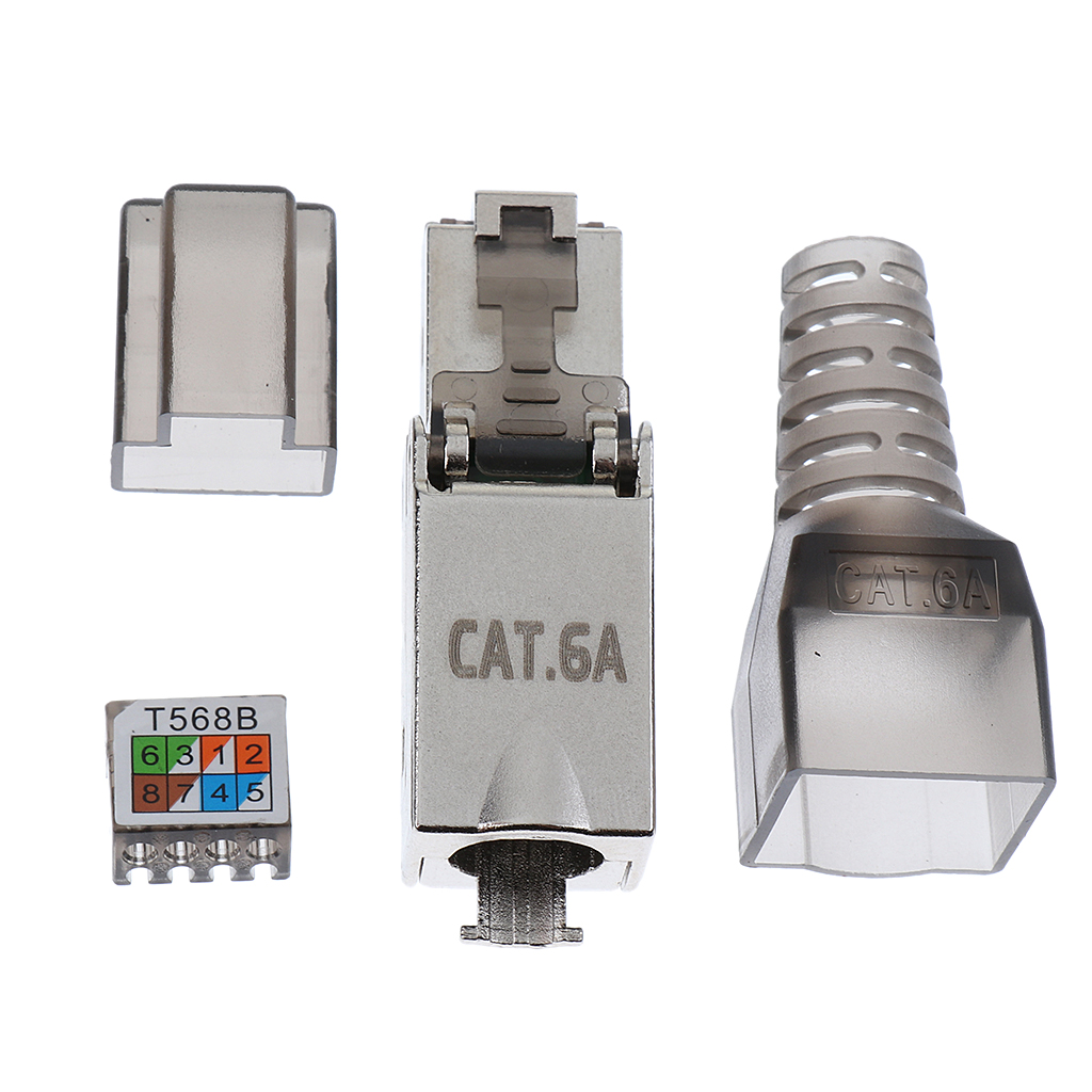 CAT6A Beëindiging Plug Network Connector Modulaire Stekkers Afgeschermde Connectors Ethernet Kabel Adapter Metalen Afgeschermde Shell