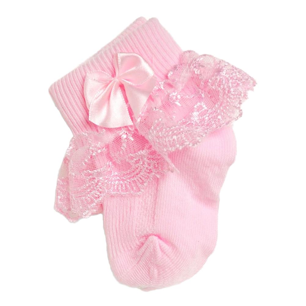 Bebê meninas meias com laço laço plissado princesa meias de algodão com fitas multi cores cinza vermelho preto rosa branco princes meias: Rosa / 3M
