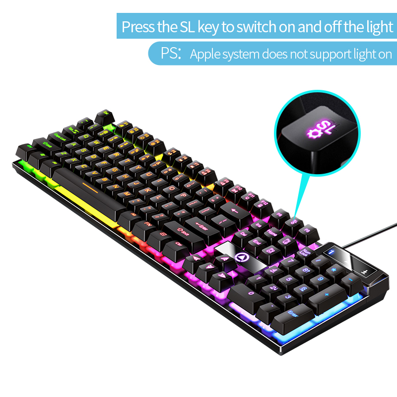 Bedraad USB-gamingtoetsenbord met achtergrondverlichting, 104-toetsen gamertoetsenbord voor computer/laptop/pc, ergonomisch , kantoorgamingaccessoire