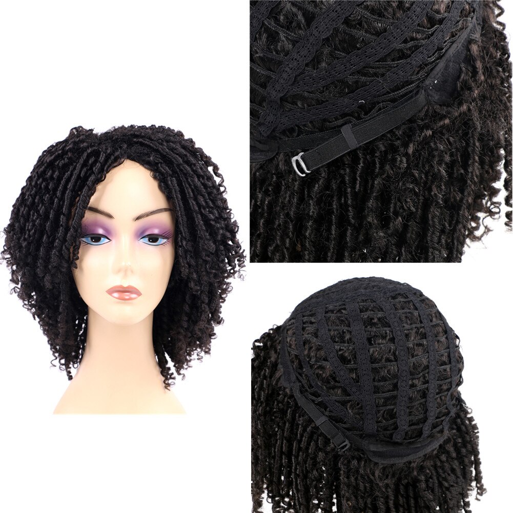 Pervado cabelo 14 "parte média peruca de cabelo sintético dreadlocks para mulheres africanas preto marrom bug ombre crochê alma locs tranças perucas