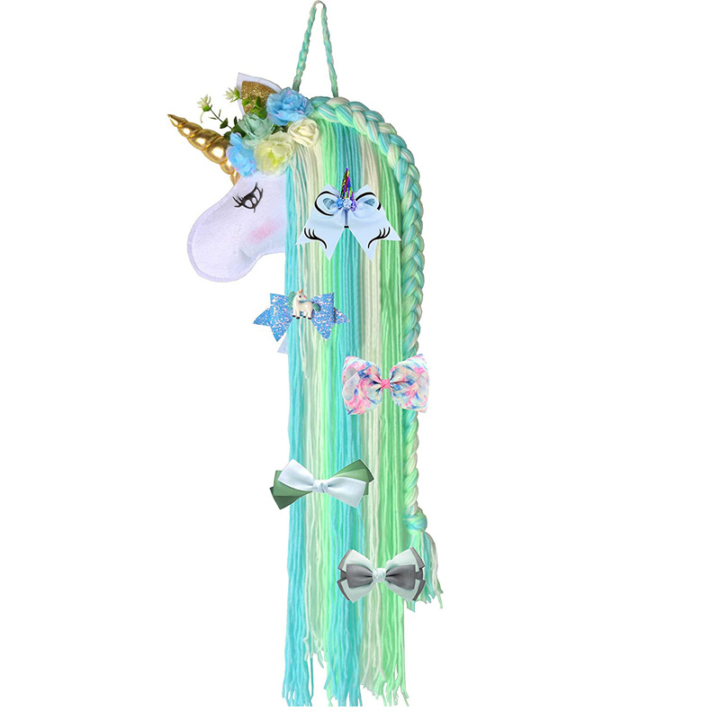 Cute Unicorn Storage Hanging Wall Headwear Hairpin Storage Organizing Strip Rainbow Cloud Hair Clip Hairband Organiz Home Decor