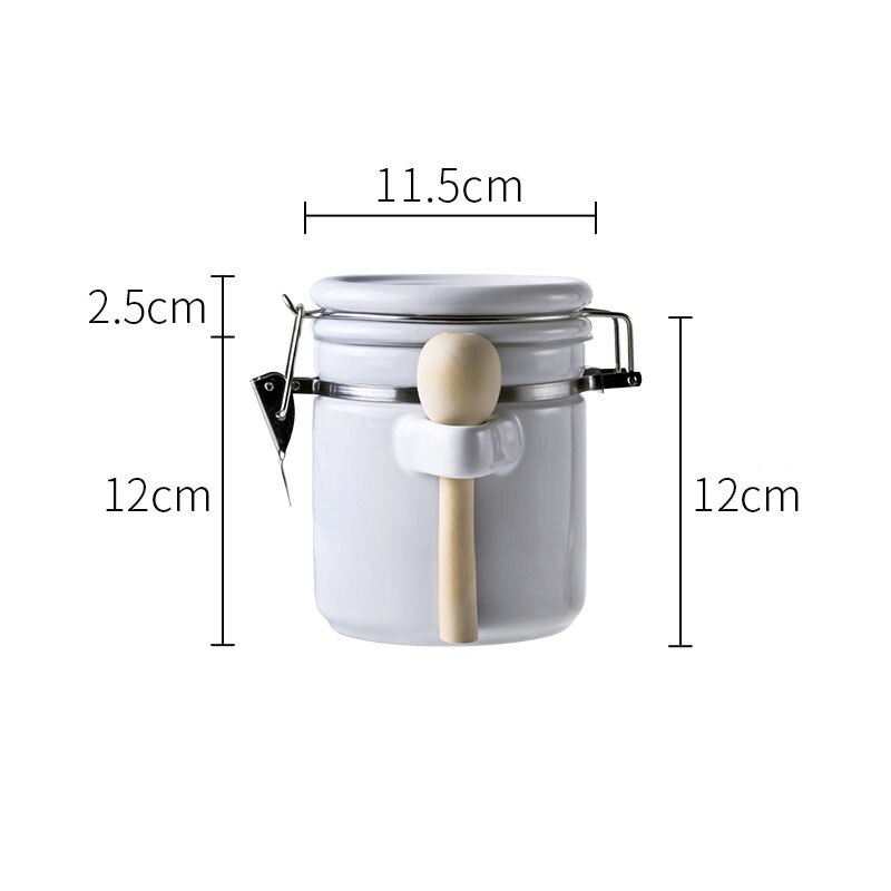 Keramik Verschlossenen Dosen Mit Deckel Löffel Solide Tee Kaffee Lebensmittel Lagerung Panzer Manuelle Stil Küche Lagerung Glasglas Dekorative Können ZL341: Weiß M