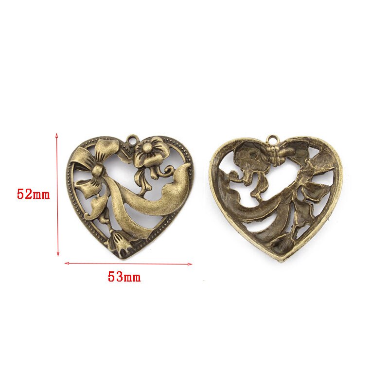 2pcs Antique Bronze Large Butterfly Flower Elephant Leopard Heart Cross Charms Pendant For Necklace Jewelry Findings Making: 15