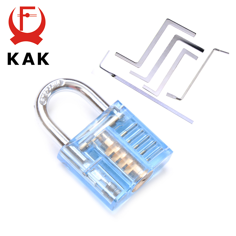 KAK Mini Transparant Zichtbaar Pick Cutaway Praktijk Hangslot Lock Met Gebroken Sleutel Verwijderen Haak Extractor Set Slotenmaker Wrench Tool