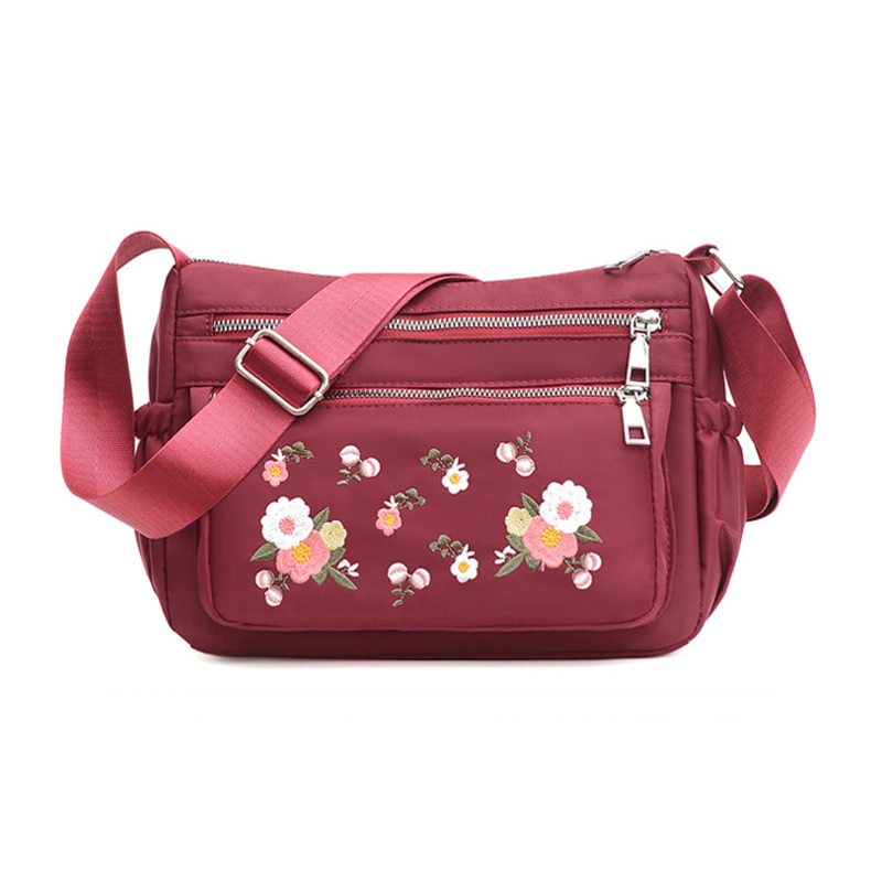 Casual Waterproof Oxford Shoulder Bags For Women Mother Crossbody Embroidered Handbag Purse Female Messenger Bag