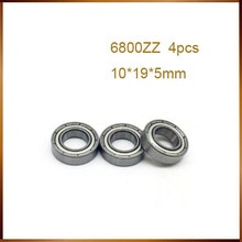 4 stk radial aksel 6800zz kuglelejer 10*19*5 10 x 19 x 5mm metalskærm 6800z dybe rille kuglelejer
