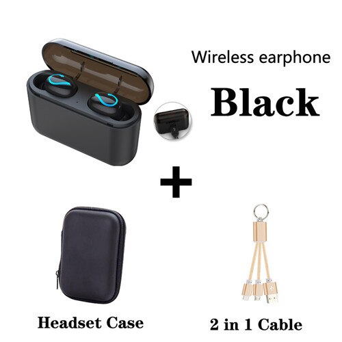 Mini Bluetooth 5.0 Earphones For Huawei Honor 20 10 10i 20i 10 9 Lite 8C 8X Play v10 v20 6a 6c 6x lite 8x max Wireless Earbuds: add Black bag cable