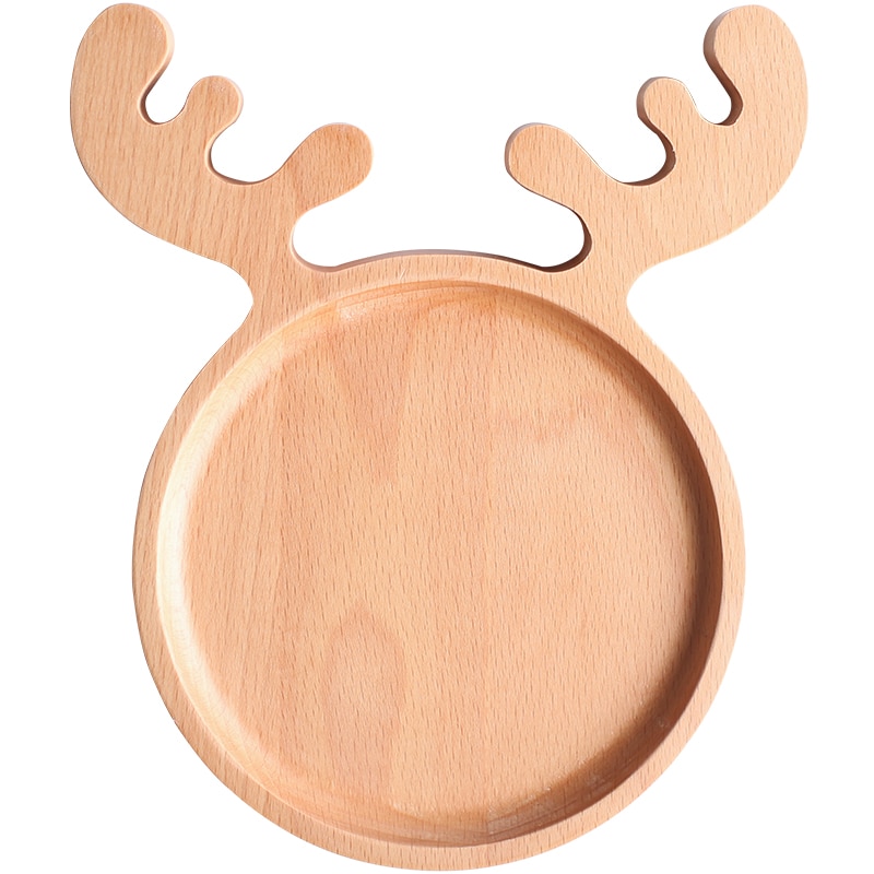 Wooden Cartoon Snack Tray Fruit Bread Dessert Cake Storage Tray Children Breakfast Cute Plate Kitchen Organizer Tools