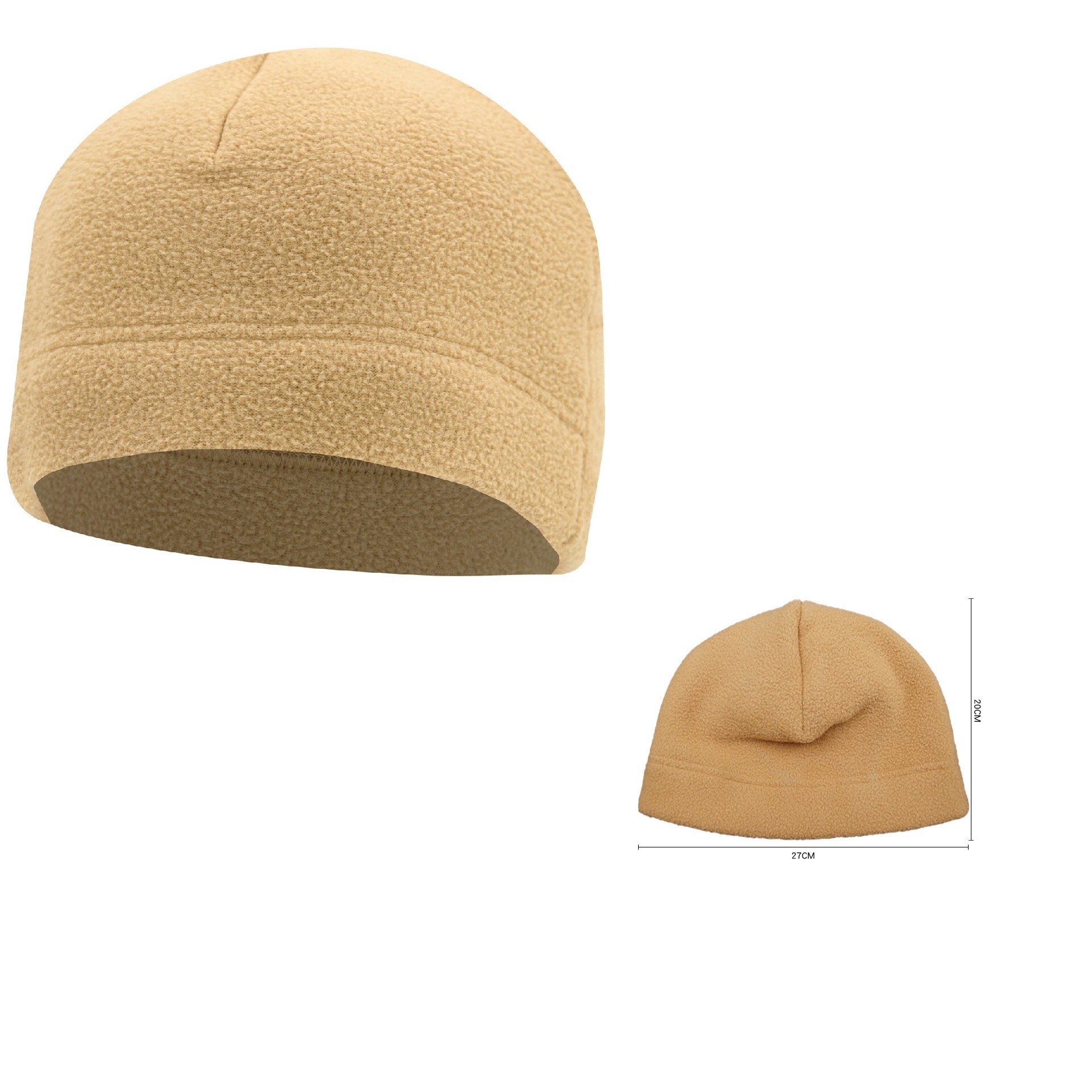 Outdoor Warme Muts Dubbele Lagen Fleece Muts: Khaki