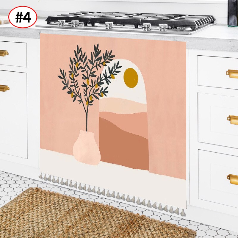 Demi-rideau nordique pour cuisine, rideaux courts à pampilles, décoration de porte d'armoire, garde-robe, anti-poussière, ornement de maison: S4 Short Curtain / 60x70cm