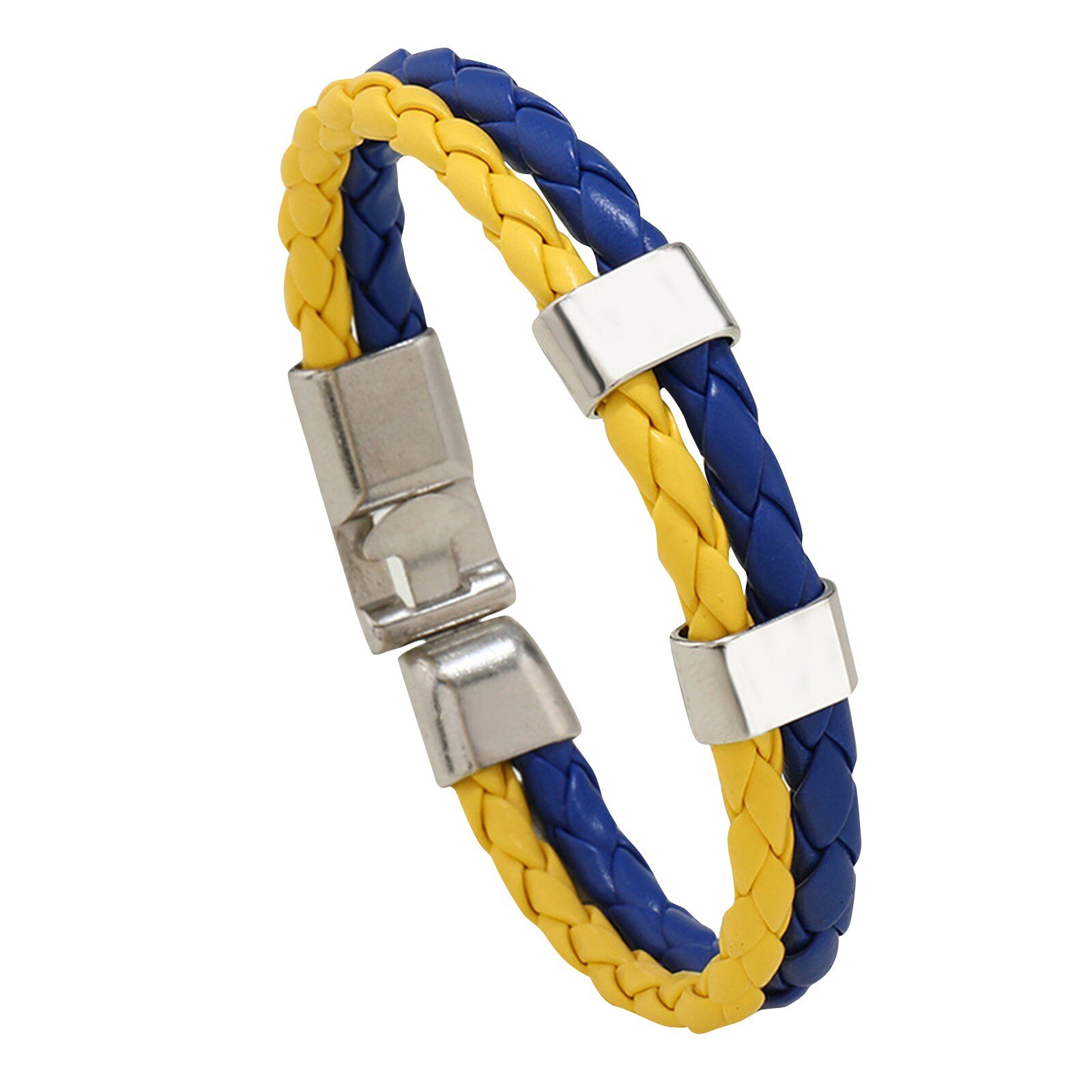 Oekraïense armband, #39 , heren- en #39 van pu-legering, bedelarmband met kleurblokken in blauw en geel.