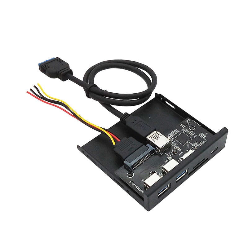 33S50-Rtk 3 In 1 Card Reader Pc Front Panel Media Type-C Dual Usb 3.0 Port Hub Dashboard With Usb Power Cable Tf Sd Card Reader