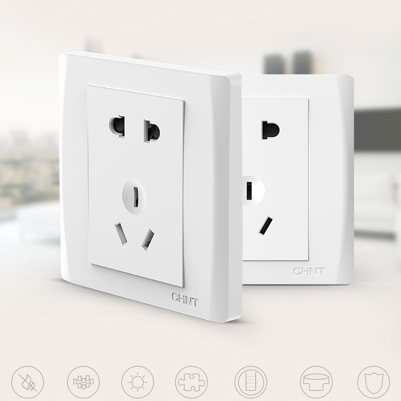 Pure White Electric Power Wall Outlet AC250V 10A Electrical Faceplate 5Pins Charging Socket 86x86mm For Xiaomi Device