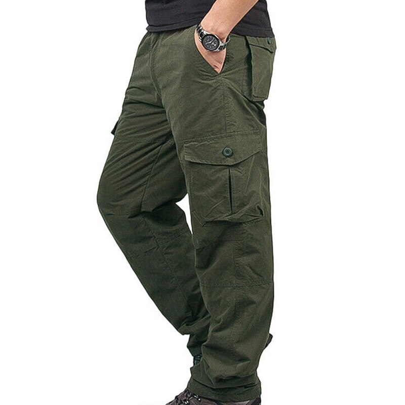 Pantalon cargo thermique chaud pour homme, vêtement de travail en hiver, avec poches, épais, pour l'extérieur