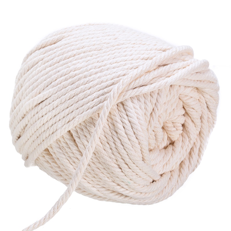 1pcs 2/3/4/5/6mm Cotton Beige Macrame Rope Tapestry Making Weave Ropes Natural Twisted Cord For DIY Handicraft Making W/Scissors