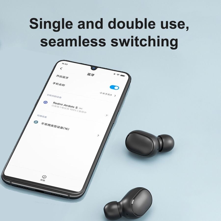 Original Xiaomi Redmi Airdots S Bluetooth Kopfhörer TWS kabellos Headset Mic Freihändiger Ohrhörer AI Kontrolle Lärm Reduktion