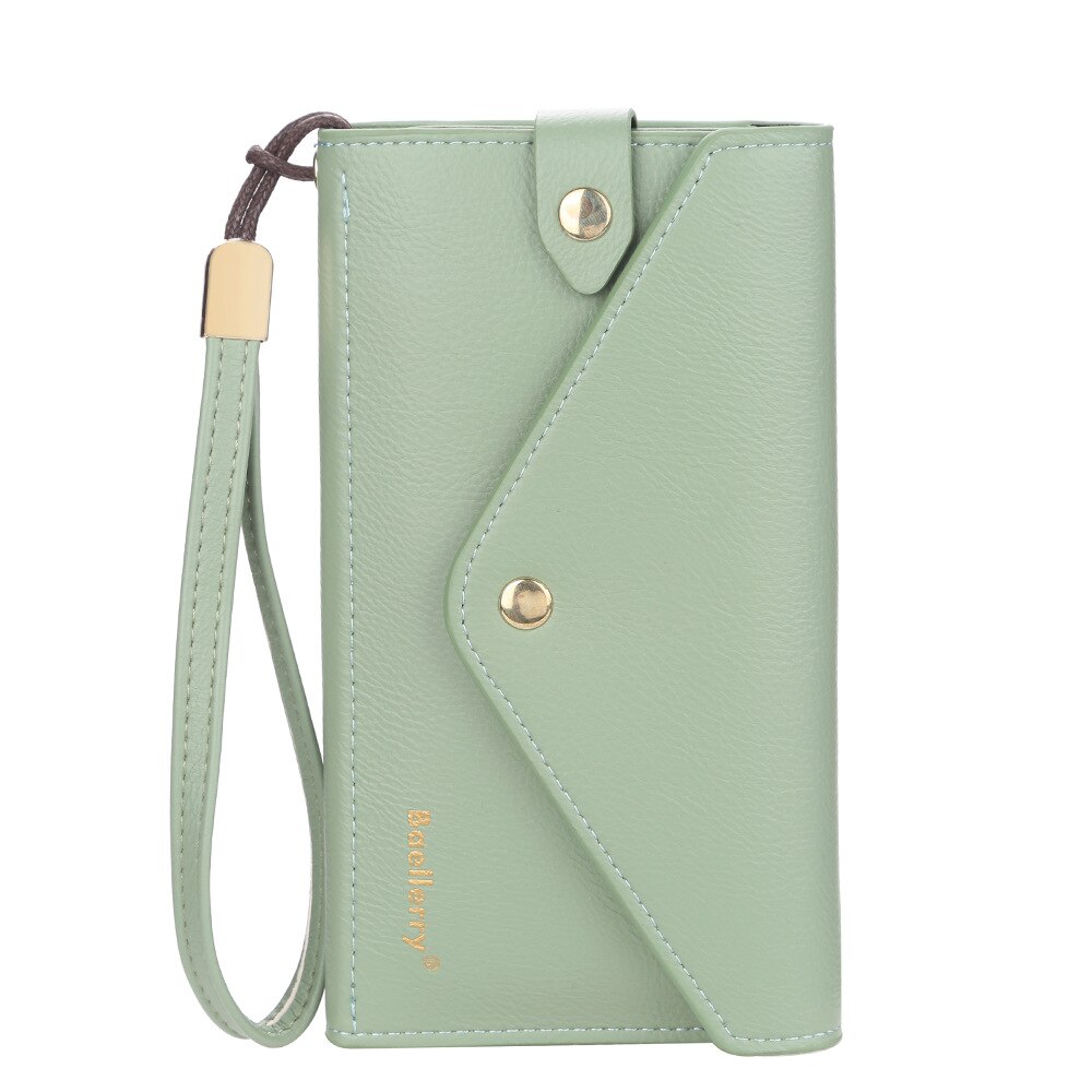 Baellerry Vrouwen Portemonnee Rode Lange Portemonnee Met Hasp Meisje Grote Capaciteit Portemonnees En Tassen Dames Clutch Portemonnee Met hand Strap: Green