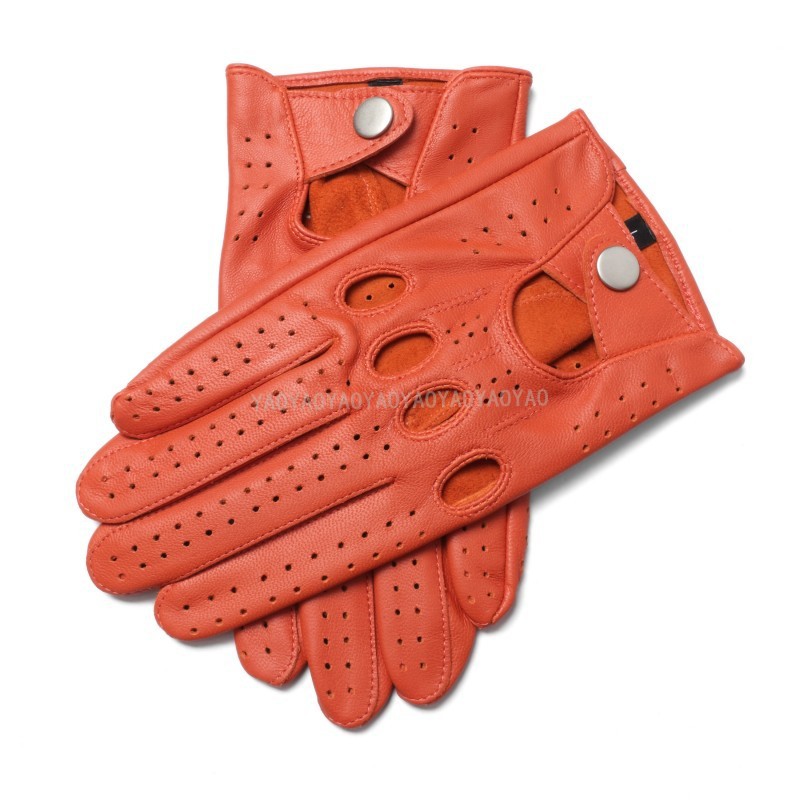 Gants de moto en cuir véritable pour hommes, en peau de mouton, à la , noirs, respirants, pour la conduite, mitaines pour hommes