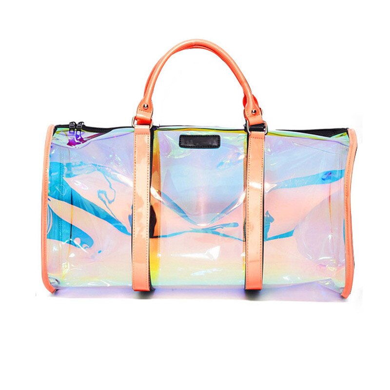 Clear PVC Transparent Duffel Bag,Colorful Large Capacity Sport Travel Beach Tote Bag,Gym Weekender Bag with Shoulder Strap