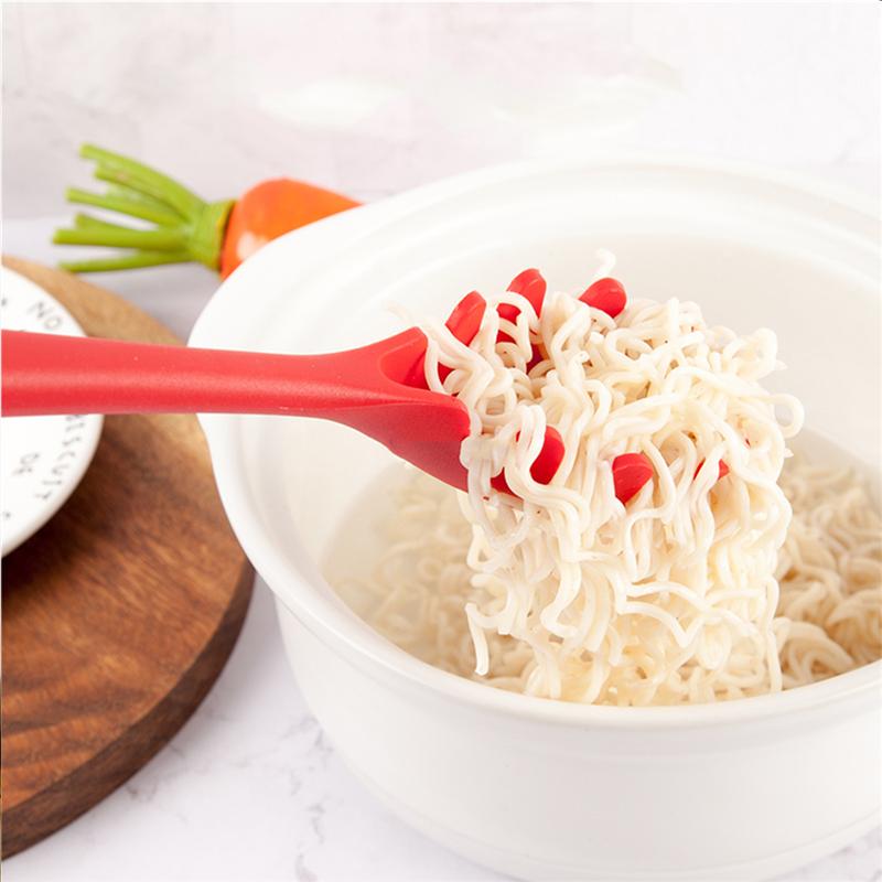 Husholdning mad grade silikone køkken madlavningsredskab madlavningsske køkken gadget til hjemmet (spaghetti ske rød)