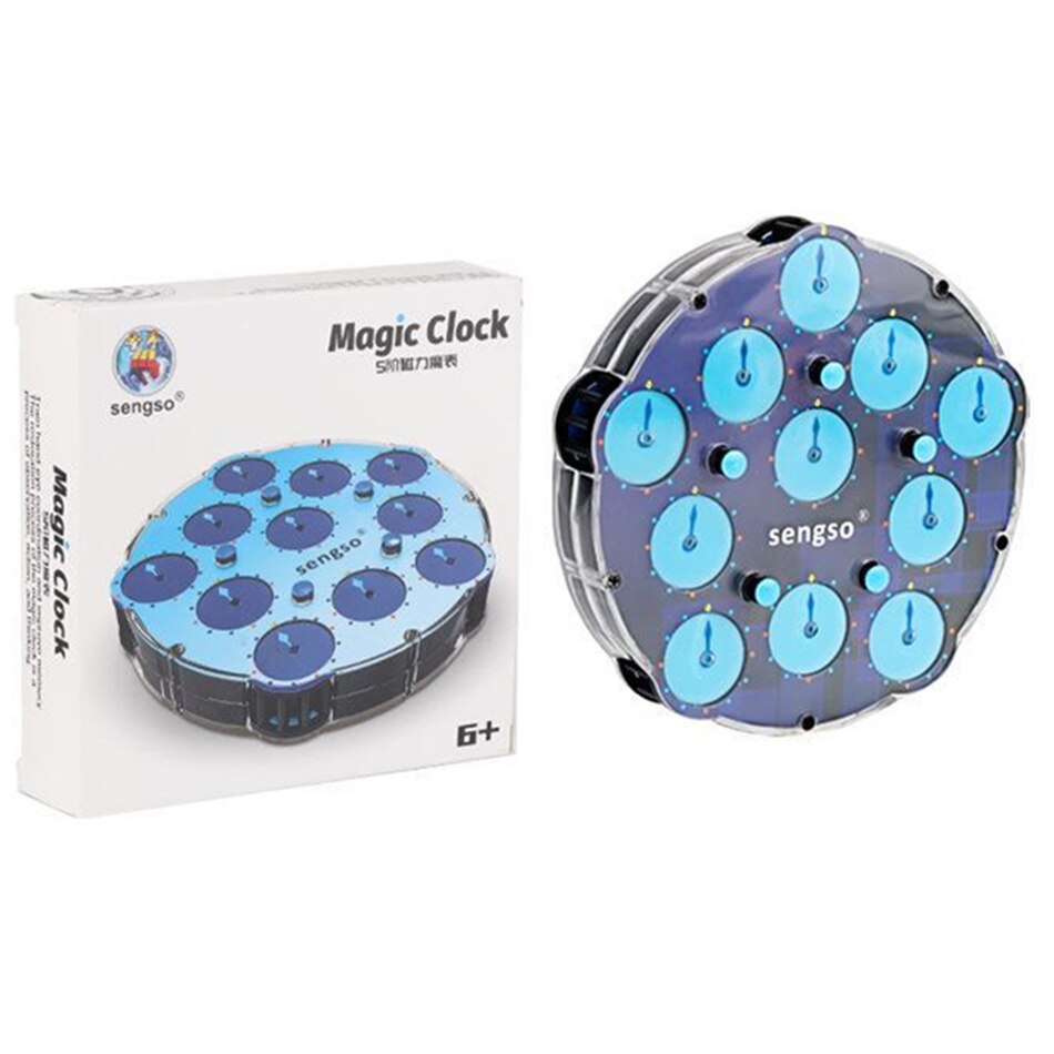 Shengshou Magnetic Positioning Magic Clock Cube Transparent Blue ABS Profissional Magic Clock Intelligence Gear Children's Toys: Red
