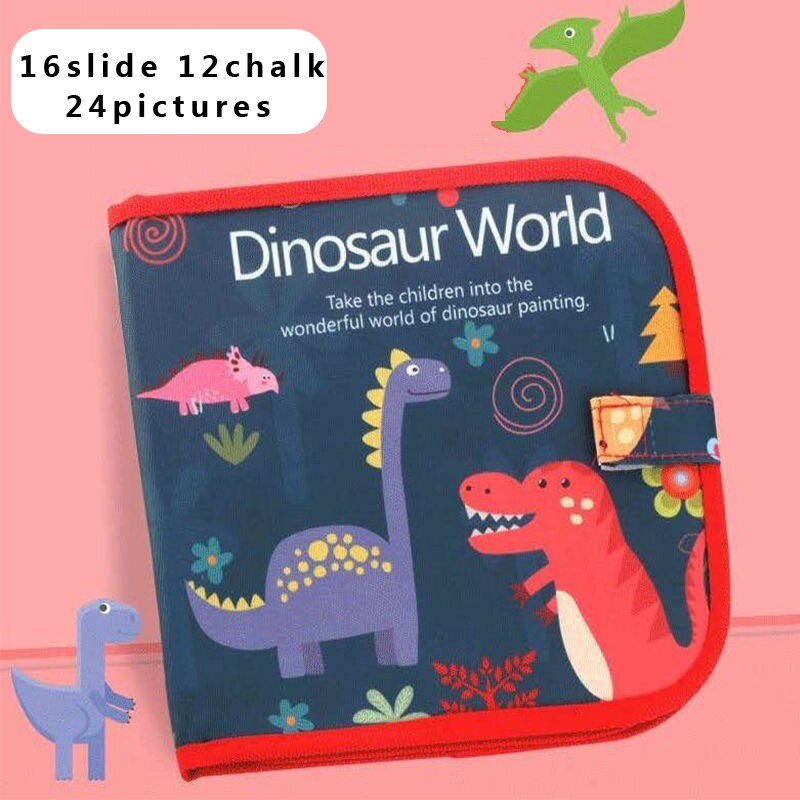 Dibujo de agua mágica libro pizarra para pintar dibujos animados juguetes con tiza de agua reutilizable tablero de dibujo para niños: Red-16P-12pen